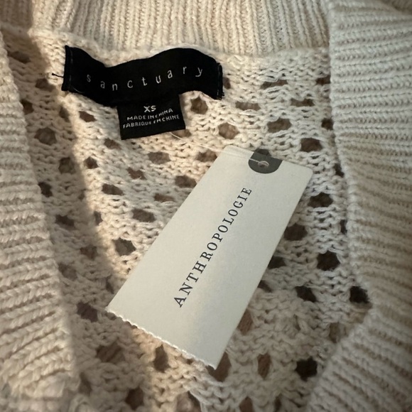 Anthropologie Sanctuary Cream Crochet Zip Cardigan XS | NWT Boho Sweater - Picture 4 of 4